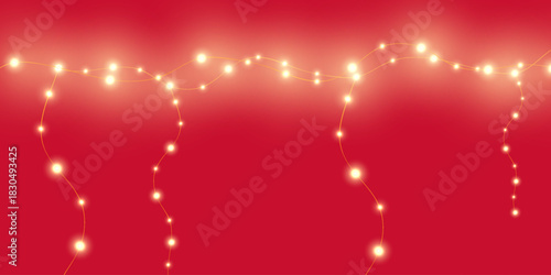 Glowing light bulbs on a red gradient background