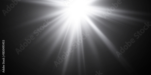 Rays of light and glare on a transparent background