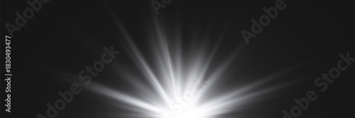 Rays of light and glare on a transparent background