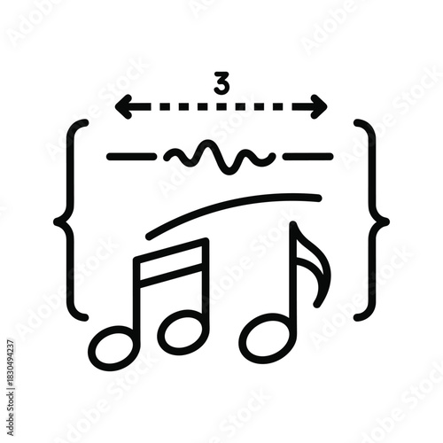 Musical Duration and Sound Waves Icon