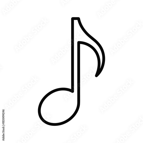 Music Note Outline Icon - Simple Quaver Eighth Note Symbol