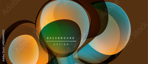 Abstract vector illustration. Overlapping circles create dynamic, colorful background. Modern design elements, gradients, smooth transitions present.