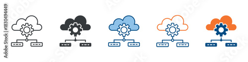 Cloud Infrastructure Icon Set Multiple Style Collection 