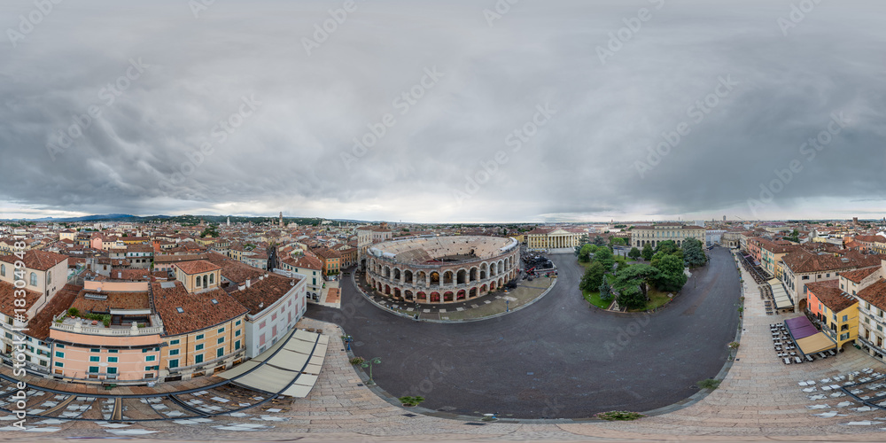 Fototapeta premium Spherical panorama of Verona aerial view. Italy