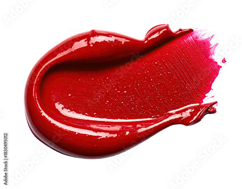 Glossy red smear, textured and swirled on dark background