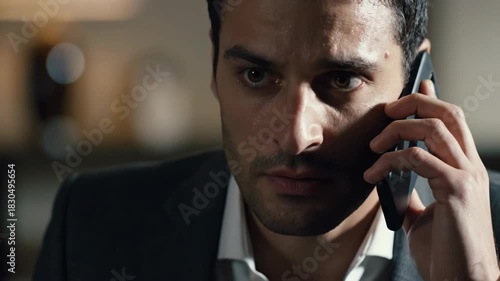 Man Answering Phone, Against Neutral Background