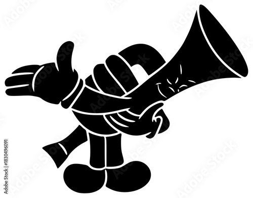 trumpet illustration music silhouette musical logo jazz icon instrument outline orchestra brass musician sound band gold valve equipment entertainment shape with vector graphic background