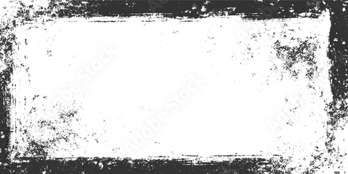 Black and white textured grunge border with distressed effect and scattered speckles vector