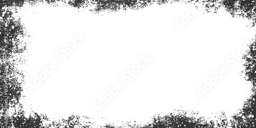 Black textured grunge border on white background vector 1