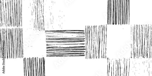 Black and white abstract pattern of vertical and horizontal brush strokes background texture
