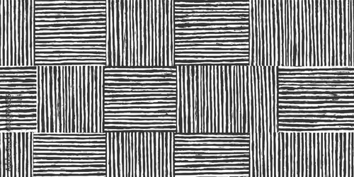 Black and white striped pattern with varying line thickness and orientation abstract background