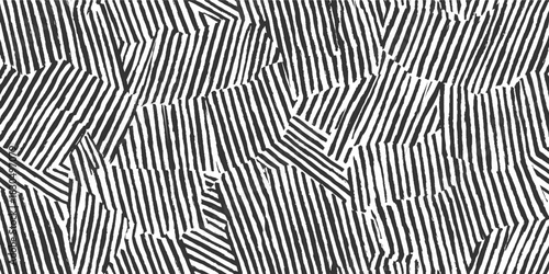 Black and white abstract pattern of irregular vertical and diagonal stripes vector