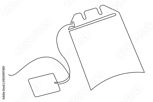 Continuous line drawing of tea bag icon minimalist style isolate drink