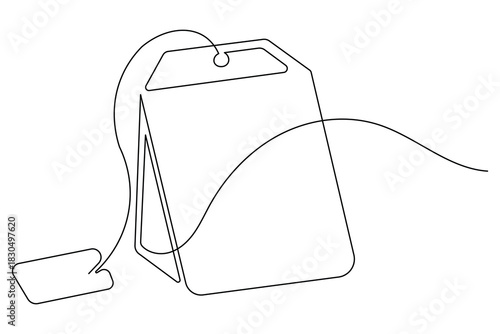 Breakfast tea bag continuous outline drawing simple style hot beverage