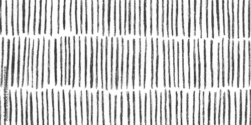 Black vertical brush stroke lines on white background abstract pattern chalk