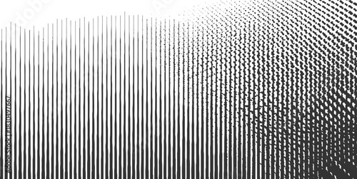 Black vertical lines transitioning to scattered dots forming a radial pattern abstract background