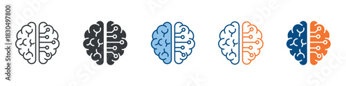 Artificial Intelligence Icon Set Multiple Style Collection 