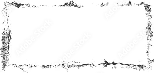 Rough Textured Black Border Frame on White Background grunge