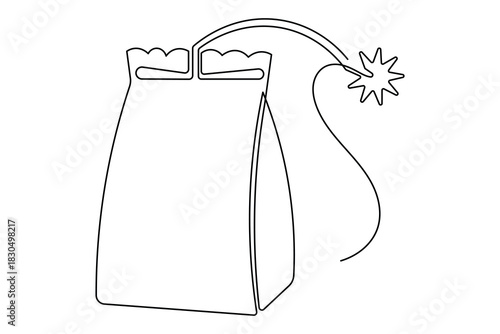  Simple outline illustration of tea bag continuous single line drawing