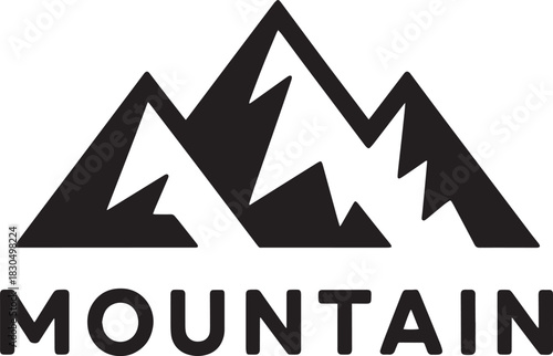 Abstract mountains range peaks logo design element with word mountain below illustration