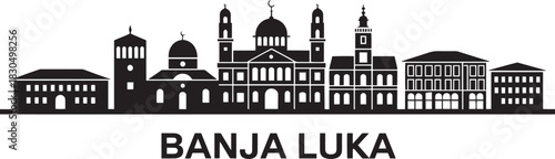 Banja luka bosnia herzegovina city skyline silhouette european and balkan travel destination view