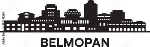 Belmopan skyline vector illustration silhouette city panorama outline graphic building profile view