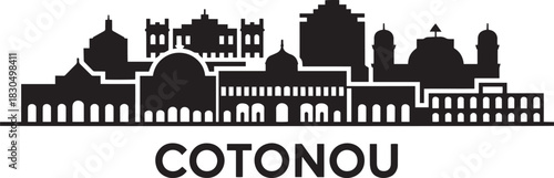 Cotonou benin cityscape silhouette black vector illustration west africa famous landmarks design.