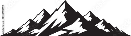 Dramatic mountain peaks silhouette high contrast vector illustration snow capped rugged terrain design element