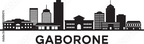 Gaborone botswana skyline silhouette vector illustration featuring skyscrapers and buildings