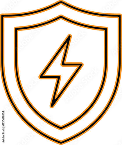 Shield with lightning bolt symbol for protection and power