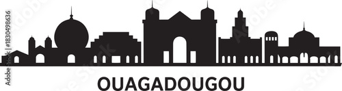 Ouagadougou burkina faso cityscape silhouette vector showing prominent african landmarks and gates