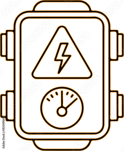 Electrical hazard warning sign with meter illustration
