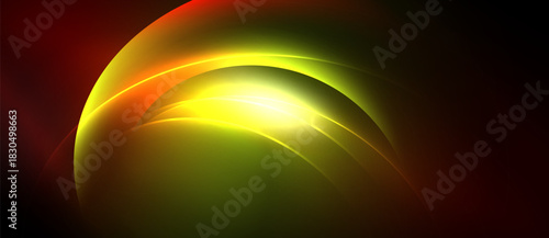 Bright abstract lines create glowing effect. Colors blend, forming dynamic visual experience. Smooth curves suggest energy, movement.