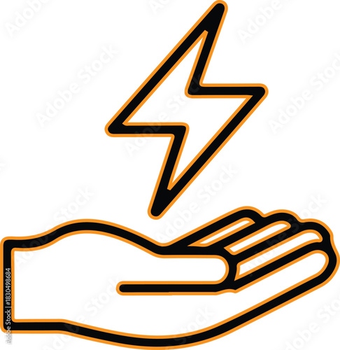 Hand holding a lightning bolt symbolizing energy and power