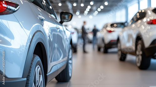 Wallpaper Mural Modern car showroom displaying luxury cars with elegant design, clean flooring, and bright lighting, emphasizing new vehicle sales and automotive retail business Torontodigital.ca