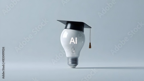 learning symbol Lightbulb with graduation cap