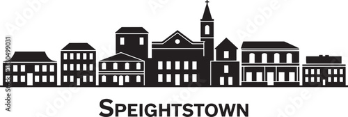 Speightstown barbados silhouette detailed cityscape illustration vector banner drawing background panorama