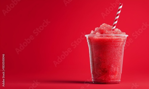 Chilled watermelon smoothie with red background 