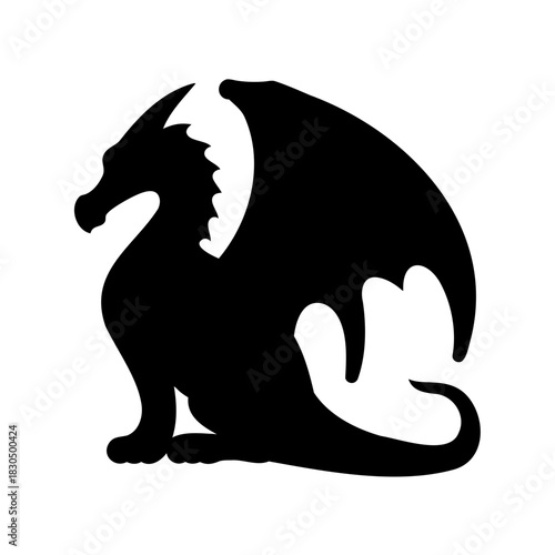 Majestic Dragon Silhouette with Fierce Stance and Powerful Wings