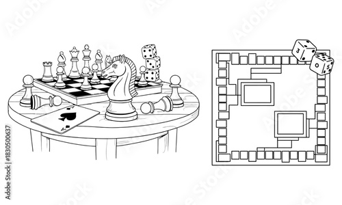 Strategy and luck in classic board games, chess, cards, dice