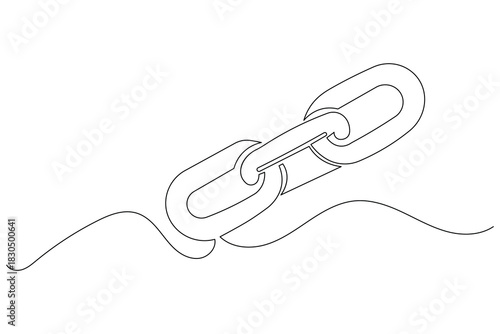Metal chain link simple single line art drawing outline illustration