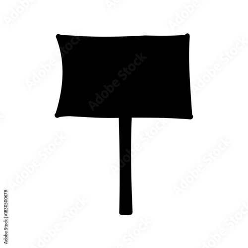 Single black sign silhouette with a rectangular display area and support