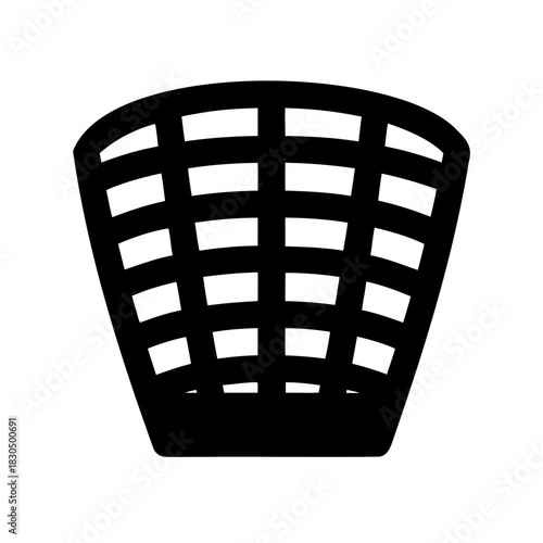 Simple silhouette illustration of a woven waste paper bin or laundry basket