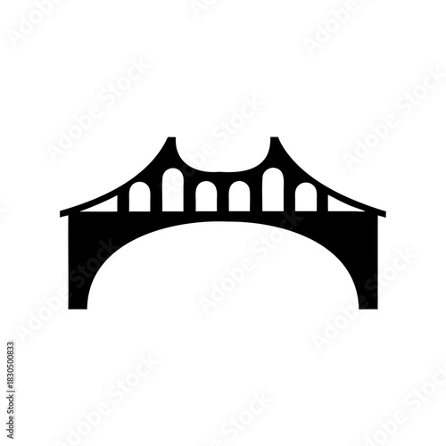 Silhouette illustration depicting a bridge structure with archways and supporting columns