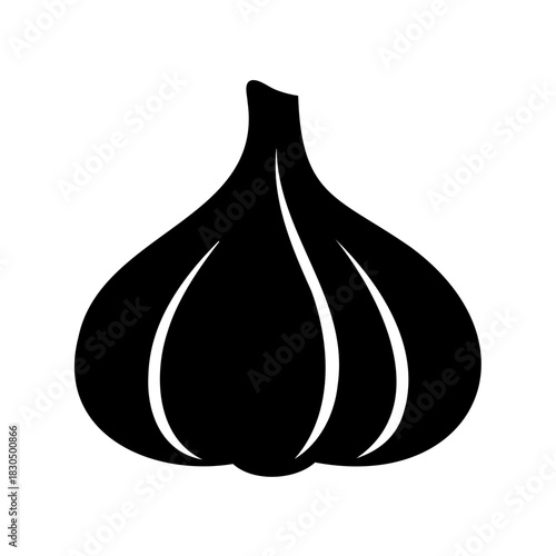 Isolated vector icon of garlic bulb with curved segments and texture