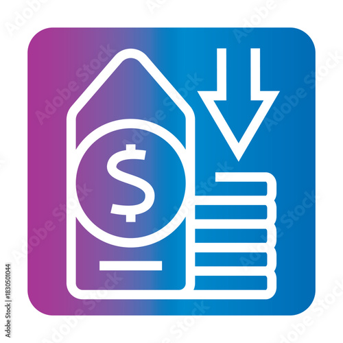 deflation black line icon for digital and print projects.