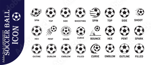 Soccer ball icon set isolated on white background. football sport icon collection for web, app, ui