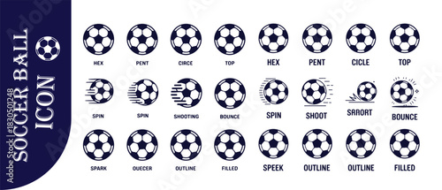 Soccer ball icon set isolated on white background. football sport icon collection for web, app, ui