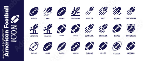 American football icon set isolated on white background. american football sport icon collection for web, app, ui
