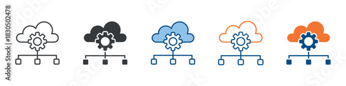 Cloud Computing Icon Set Multiple Style Collection 